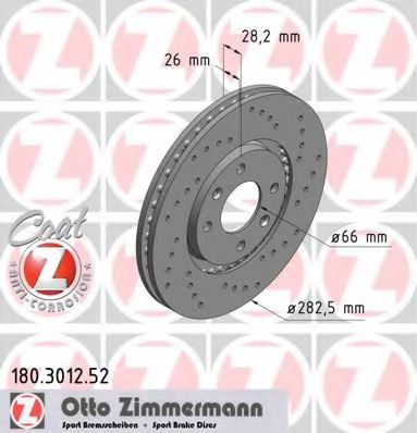 ZIMMERMANN 180301252 Тормозные диски ZIMMERMANN 