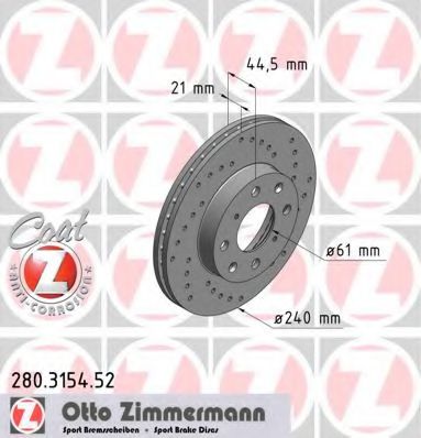 ZIMMERMANN 280315452 Тормозные диски ZIMMERMANN для HONDA