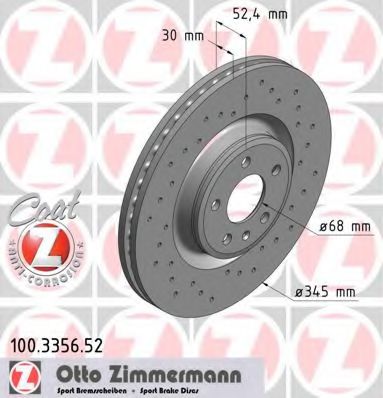 ZIMMERMANN 100335652 Тормозные диски ZIMMERMANN для AUDI
