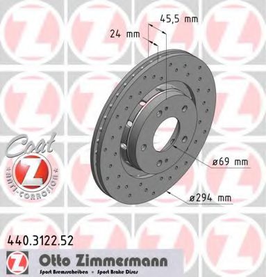 ZIMMERMANN 440312252 Тормозные диски для PEUGEOT 4007