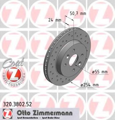 ZIMMERMANN 320380252 Тормозные диски ZIMMERMANN для KIA