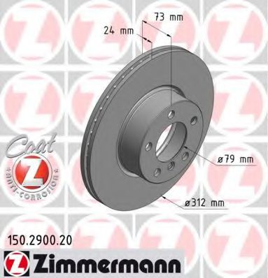 ZIMMERMANN 150290020 Тормозные диски ZIMMERMANN для BMW