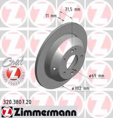 ZIMMERMANN 320380720 Тормозные диски ZIMMERMANN для KIA