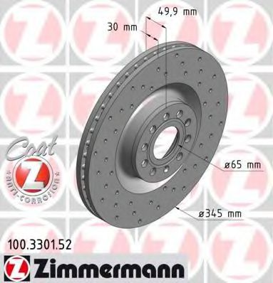 ZIMMERMANN 100330152 Тормозные диски ZIMMERMANN для SEAT