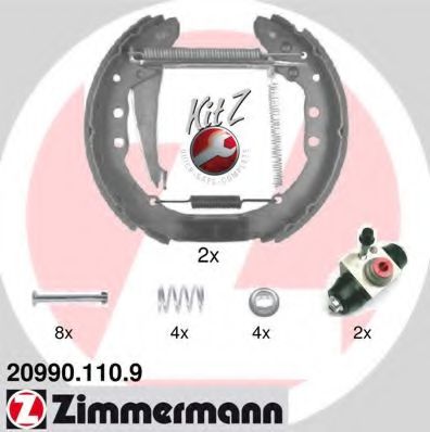 ZIMMERMANN 209901109 Ремкомплект барабанных колодок ZIMMERMANN для SEAT
