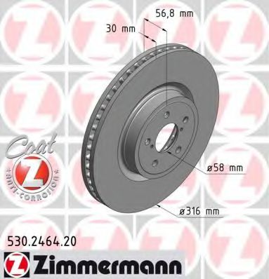 ZIMMERMANN 530246420 Тормозные диски ZIMMERMANN для SUBARU FORESTER