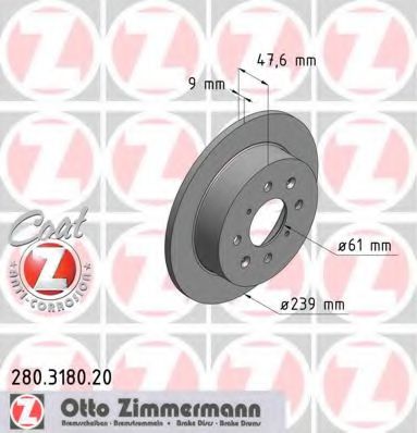 ZIMMERMANN 280318020 Тормозные диски ZIMMERMANN для HONDA