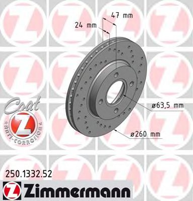 ZIMMERMANN 250133252 Тормозные диски ZIMMERMANN для FORD