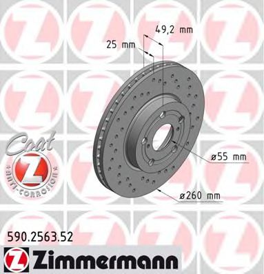 ZIMMERMANN 590256352 Тормозные диски ZIMMERMANN для TOYOTA
