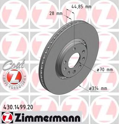 ZIMMERMANN 430149920 Тормозные диски ZIMMERMANN для CADILLAC