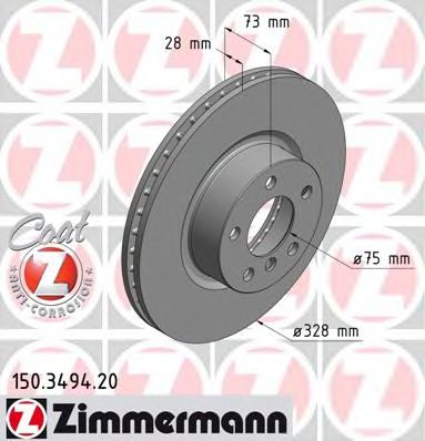 ZIMMERMANN 150349420 Тормозные диски ZIMMERMANN для BMW