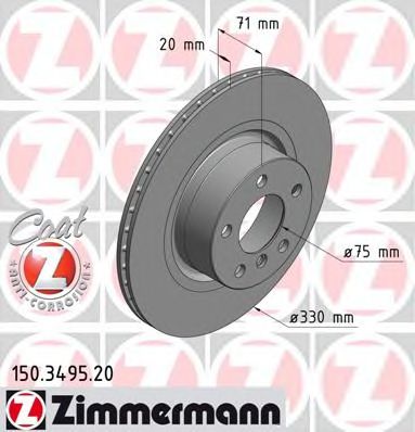 ZIMMERMANN 150349520 Тормозные диски ZIMMERMANN для BMW