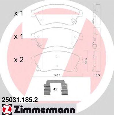 ZIMMERMANN 250311852 Тормозные колодки ZIMMERMANN для CHEVROLET