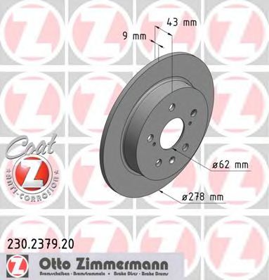 ZIMMERMANN 230237920 Тормозные диски ZIMMERMANN для SUZUKI