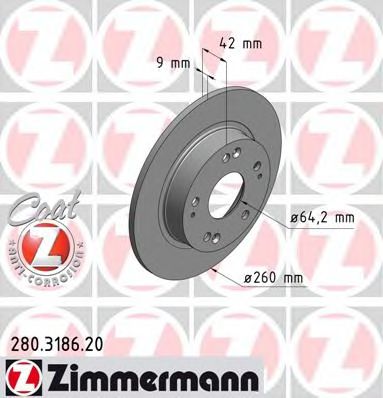 ZIMMERMANN 280318620 Тормозные диски ZIMMERMANN для HONDA