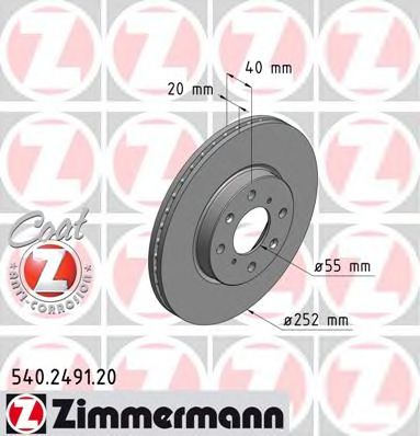 ZIMMERMANN 540249120 Тормозные диски ZIMMERMANN для SUZUKI