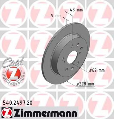 ZIMMERMANN 540249720 Тормозные диски ZIMMERMANN для SUZUKI