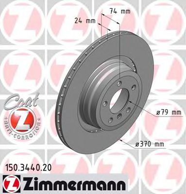 ZIMMERMANN 150344020 Тормозные диски ZIMMERMANN для BMW