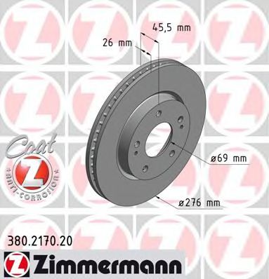 ZIMMERMANN 380217020 Тормозные диски для MITSUBISHI SPACE RUNNER