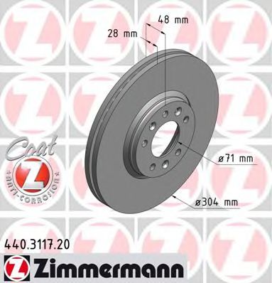 ZIMMERMANN 440311720 Тормозные диски ZIMMERMANN для FIAT
