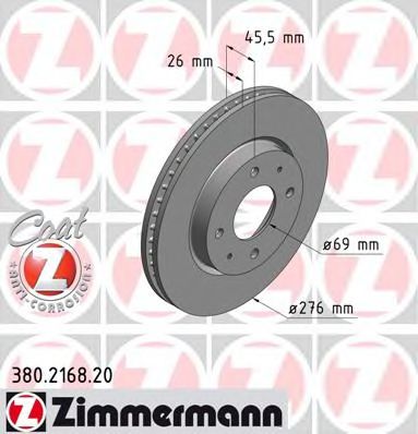 ZIMMERMANN 380216820 Тормозные диски ZIMMERMANN для MITSUBISHI