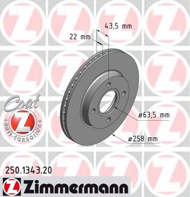 ZIMMERMANN 250134320 Тормозные диски ZIMMERMANN для FORD