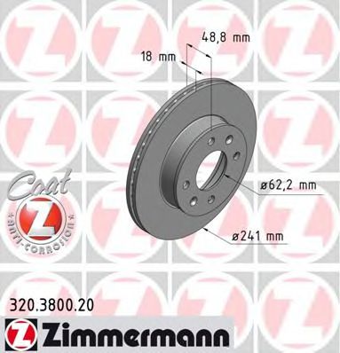 ZIMMERMANN 320380020 Тормозные диски ZIMMERMANN для KIA