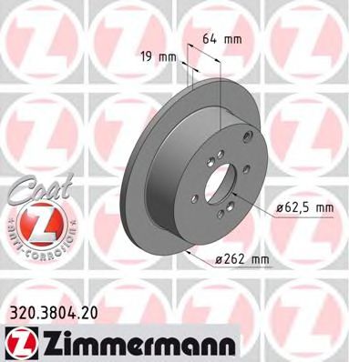 ZIMMERMANN 320380420 Тормозные диски ZIMMERMANN для KIA