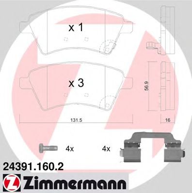 ZIMMERMANN 243911602 Тормозные колодки для FIAT SEDICI