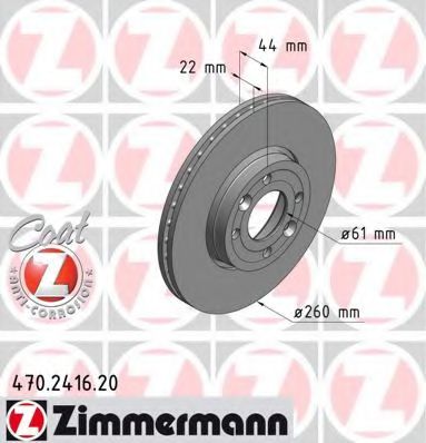 ZIMMERMANN 470241620 Тормозные диски для NISSAN NOTE
