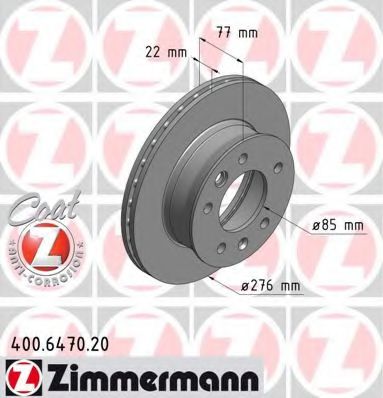 ZIMMERMANN 400647020 Тормозные диски для MERCEDES-BENZ VARIO