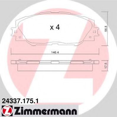 ZIMMERMANN 243371751 Тормозные колодки ZIMMERMANN для TOYOTA