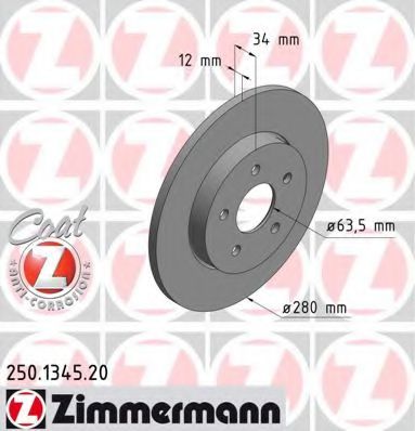 ZIMMERMANN 250134520 Тормозные диски для JAGUAR
