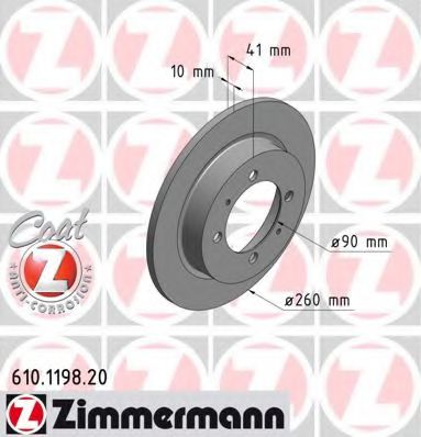 ZIMMERMANN 610119820 Тормозные диски для MITSUBISHI SPACE STAR