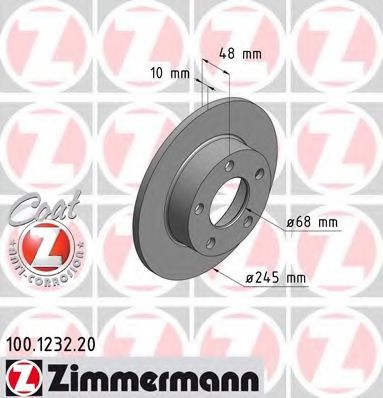ZIMMERMANN 100123220 Тормозные диски ZIMMERMANN для VOLKSWAGEN
