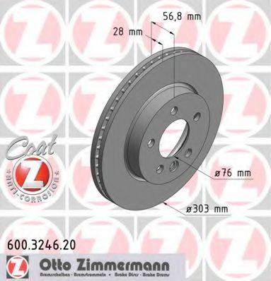 ZIMMERMANN 600324620 Тормозные диски ZIMMERMANN для VOLKSWAGEN