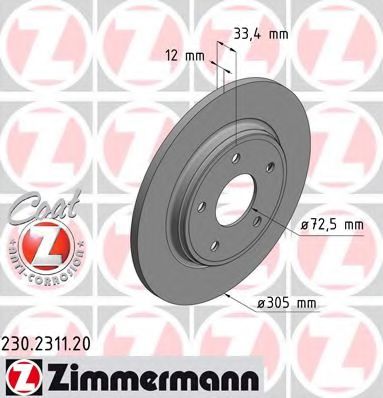 ZIMMERMANN 230231120 Тормозные диски ZIMMERMANN для FIAT