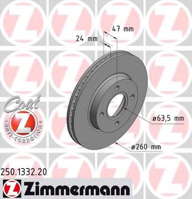 ZIMMERMANN 250133220 Тормозные диски ZIMMERMANN для FORD SCORPIO