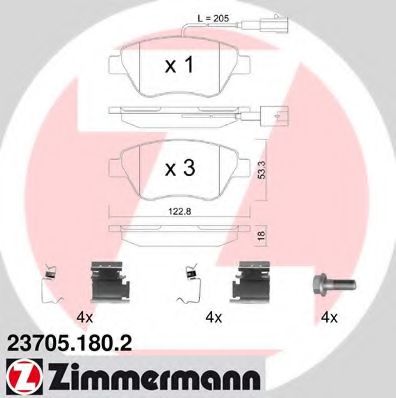 ZIMMERMANN 237051802 Тормозные колодки ZIMMERMANN для FIAT DOBLO