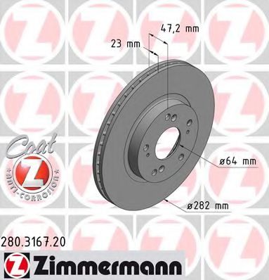 ZIMMERMANN 280316720 Тормозные диски ZIMMERMANN для HONDA