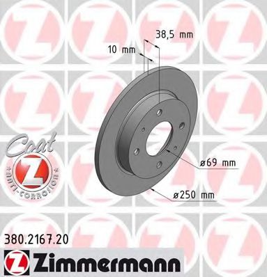 ZIMMERMANN 380216720 Тормозные диски ZIMMERMANN для MITSUBISHI