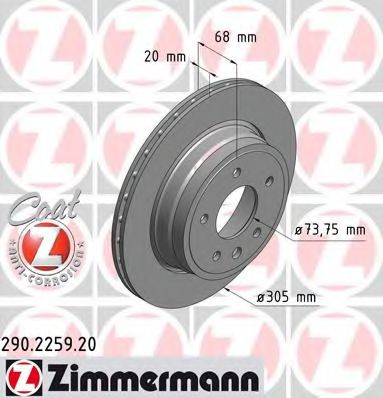 ZIMMERMANN 290225920 Тормозные диски для JAGUAR XJSC