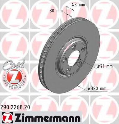 ZIMMERMANN 290226820 Тормозные диски ZIMMERMANN для JAGUAR