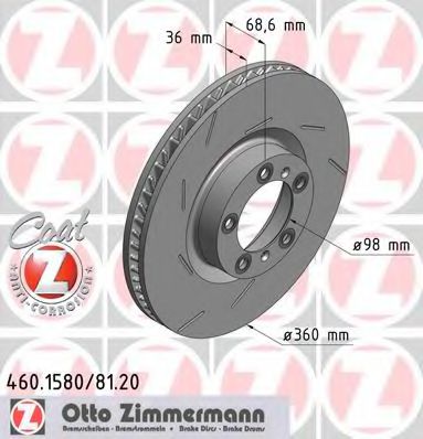 ZIMMERMANN 460158020 Тормозные диски для PORSCHE PANAMERA