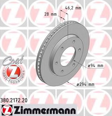 ZIMMERMANN 380217220 Тормозные диски для MITSUBISHI L200