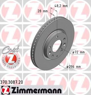 ZIMMERMANN 370308720 Тормозные диски для MAZDA CX-7