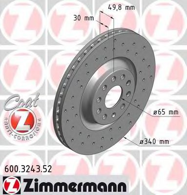 ZIMMERMANN 600324352 Тормозные диски ZIMMERMANN для SKODA
