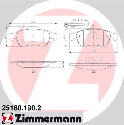 ZIMMERMANN 251801902 Тормозные колодки ZIMMERMANN для ALFA ROMEO