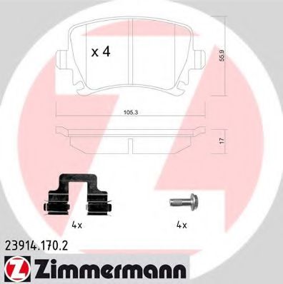ZIMMERMANN 239141702 Тормозные колодки ZIMMERMANN для SEAT