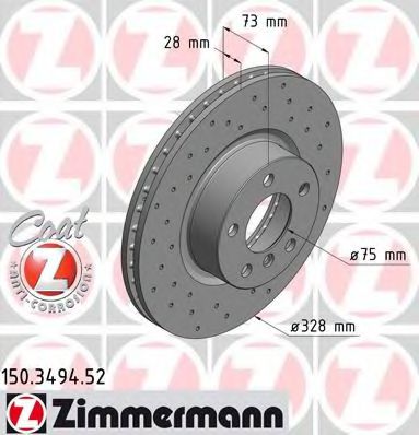 ZIMMERMANN 150349452 Тормозные диски для BMW X3 (F25)